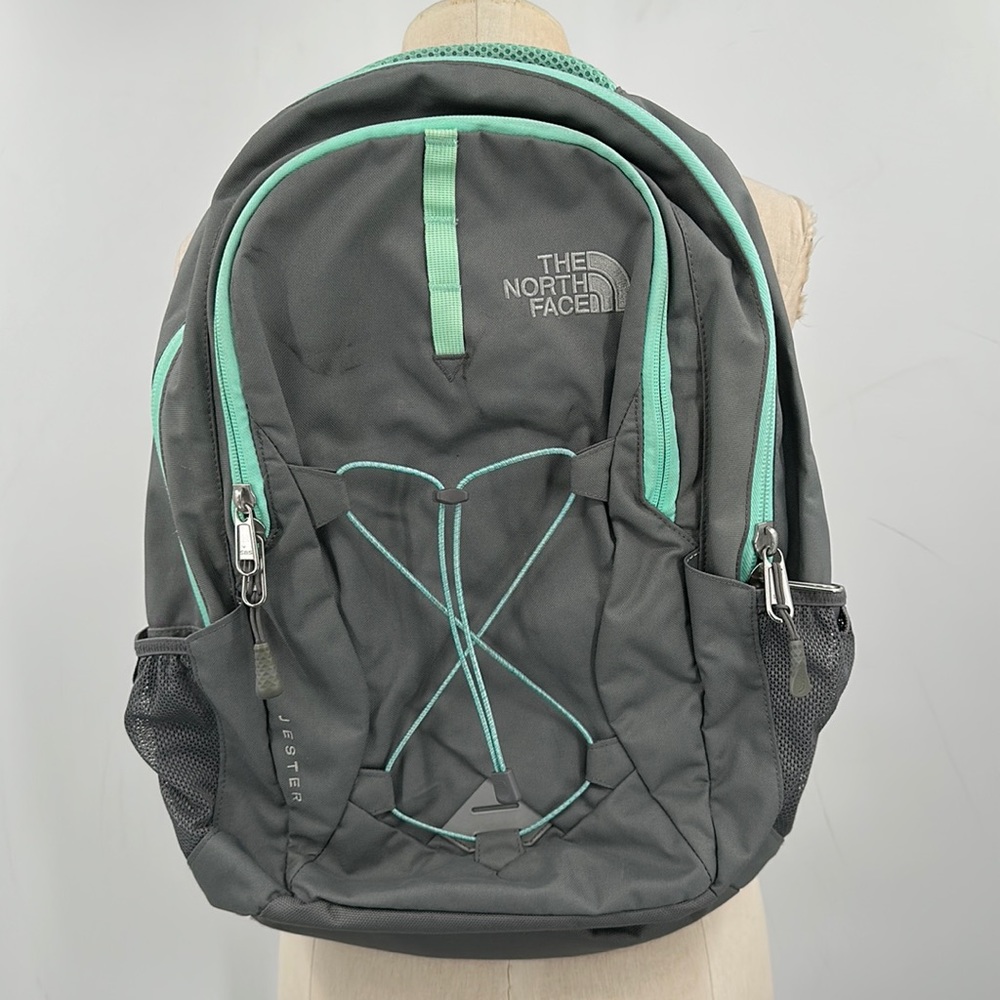 grey/mint north face jester backpack